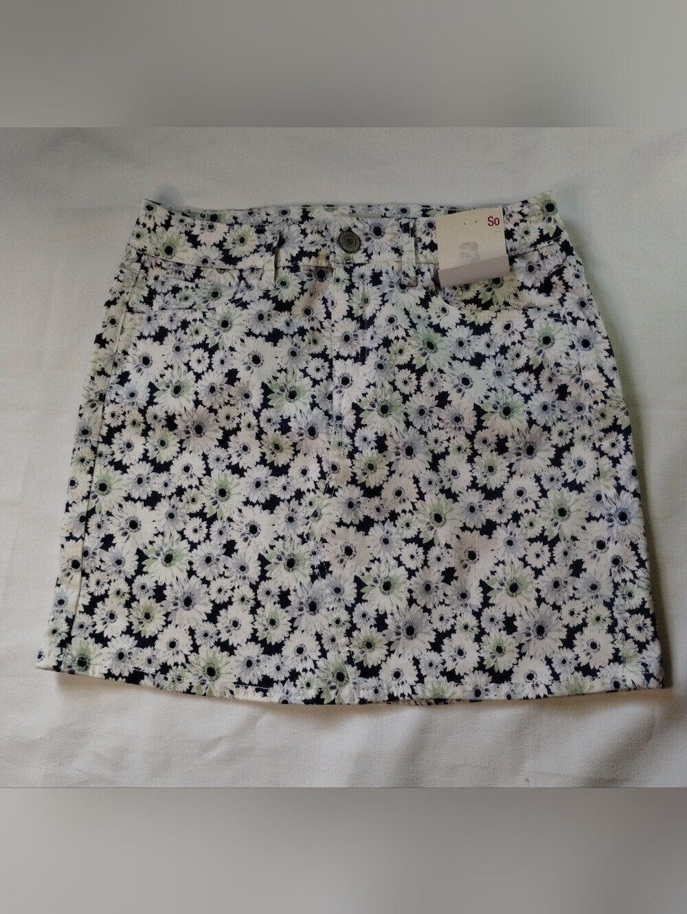 Floral Print White and Navy Women’s Skirt